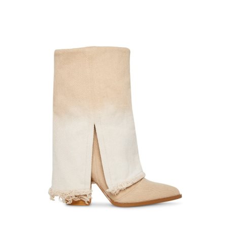 Beige Steve Madden Livvy Denim Women's High Boots | PH 9051SFK